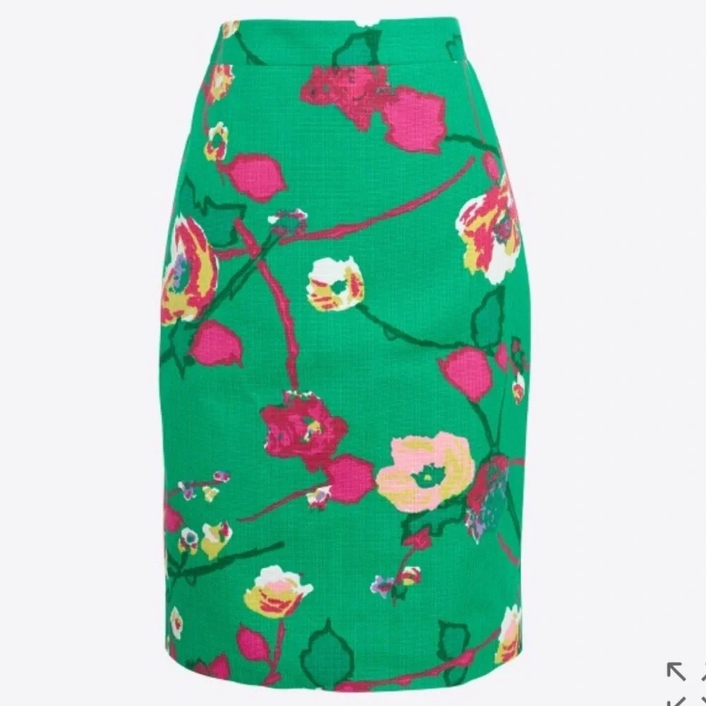 J. Crew Factory Basketweave Springtime Floral 100% Cotton Pencil Midi Skirt Sz 6